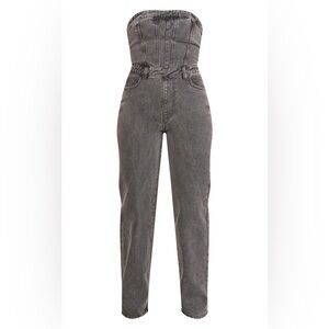 PrettyLittleThing Strapless Denim Jumpsuit – Size US 6